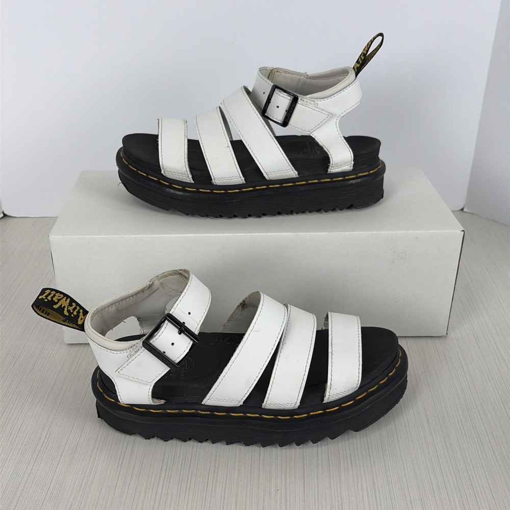 Dr. Martens Blaire White Strappy Chunky Leather Sandals US Size 6 Womens